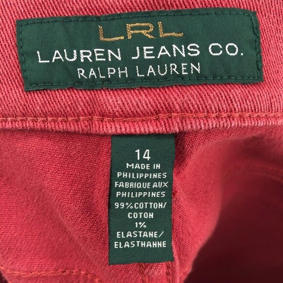 Lauren Ralph Lauren Jeans Womens 14 Red Cropped Modern Straight Stretch Twill - Picture 5 of 12